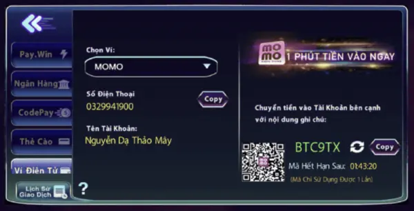 Bấm tạo mã để lấy mã Qrcode nạp tiền Bấm tạo mã để lấy mã Qrcode nạp tiền