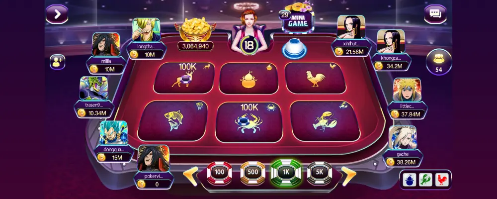 Bàn chơi bầu cua cá cọp vô cùng bắt mắt