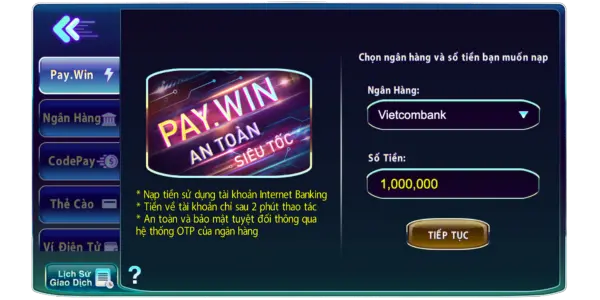 Nạp qua Paywin - Nạp trực tiếp qua cổng thanh toán ngân hàng Nạp qua Paywin - Nạp trực tiếp qua cổng thanh toán ngân hàng
