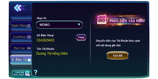 nạp tiền qua ví điện tử momo - Viettel pay nạp tiền qua ví điện tử momo - Viettel pay