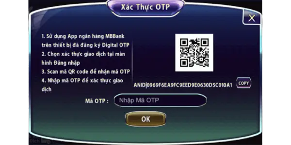 xác thực OTP hoặc qua Qrcode xác thực OTP hoặc qua Qrcode